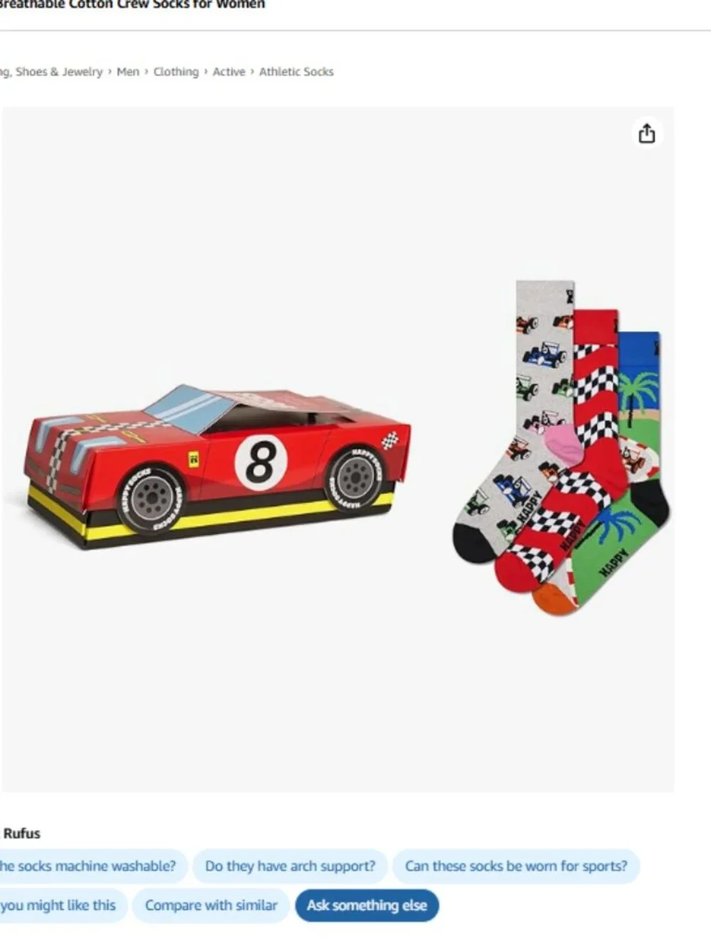 Happy Socks Unisex 3-pack Top Racer Gift Set - NEW